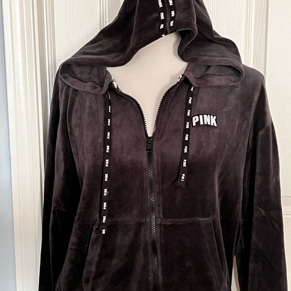 PINK black zip up sweater Size S